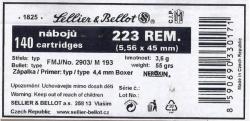 Náboje 223 Rem. FMJ 3,6gr. Sellier & Bellot-100.ks